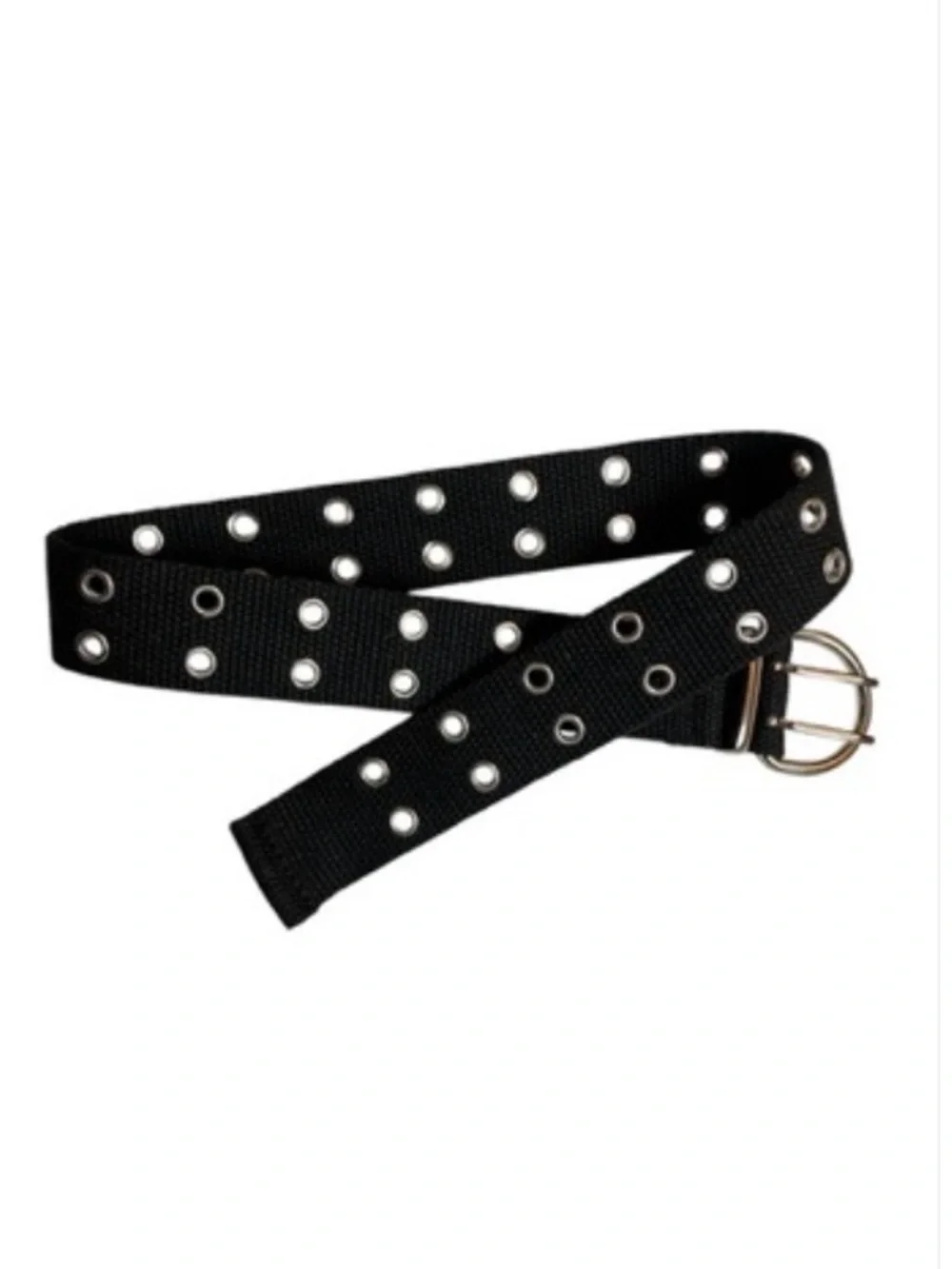 Kids Black Grommet Canvas Belt with Silver Buckle Size MEDIUM